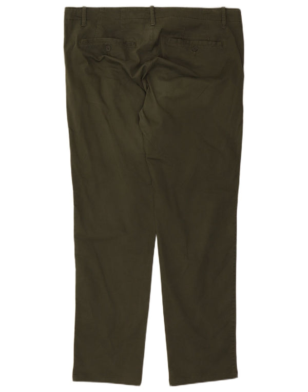Benetton Mens Straight Chino Trousers IT 54 2XL W40 L30 Khaki Cotton