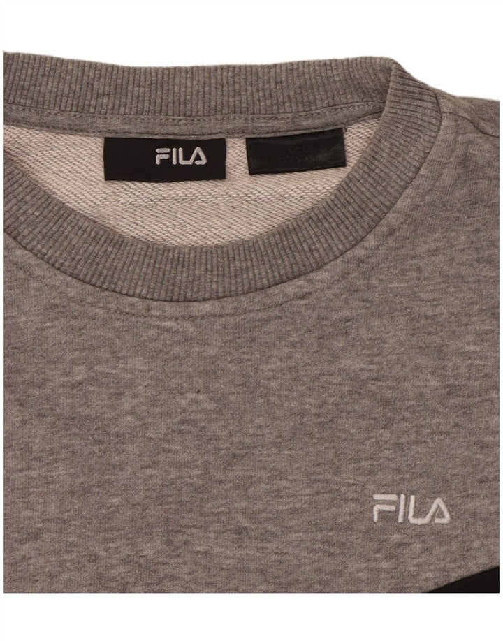 FILA Mens Sweatshirt Jumper XS Grey Striped Cotton Vintage Fila and Second-Hand Fila from Messina Hembry 