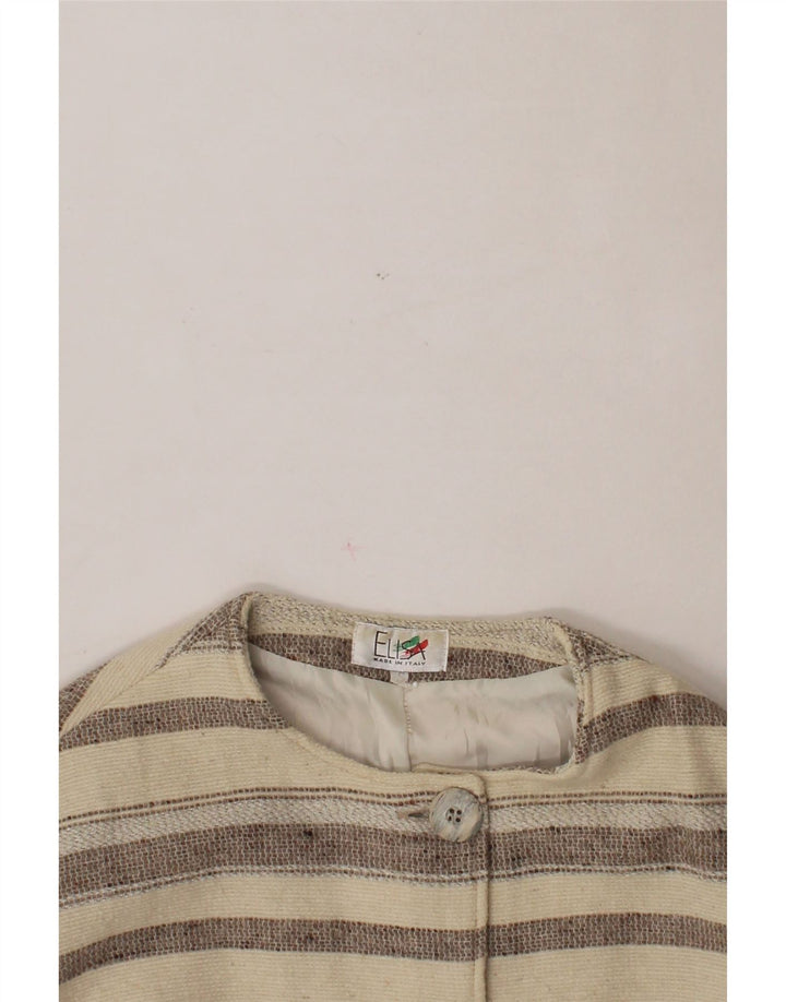 VINTAGE Womens Longline Oversized Blazer Jacket UK 10 Small Beige Striped Vintage Vintage and Second-Hand Vintage from Messina Hembry 