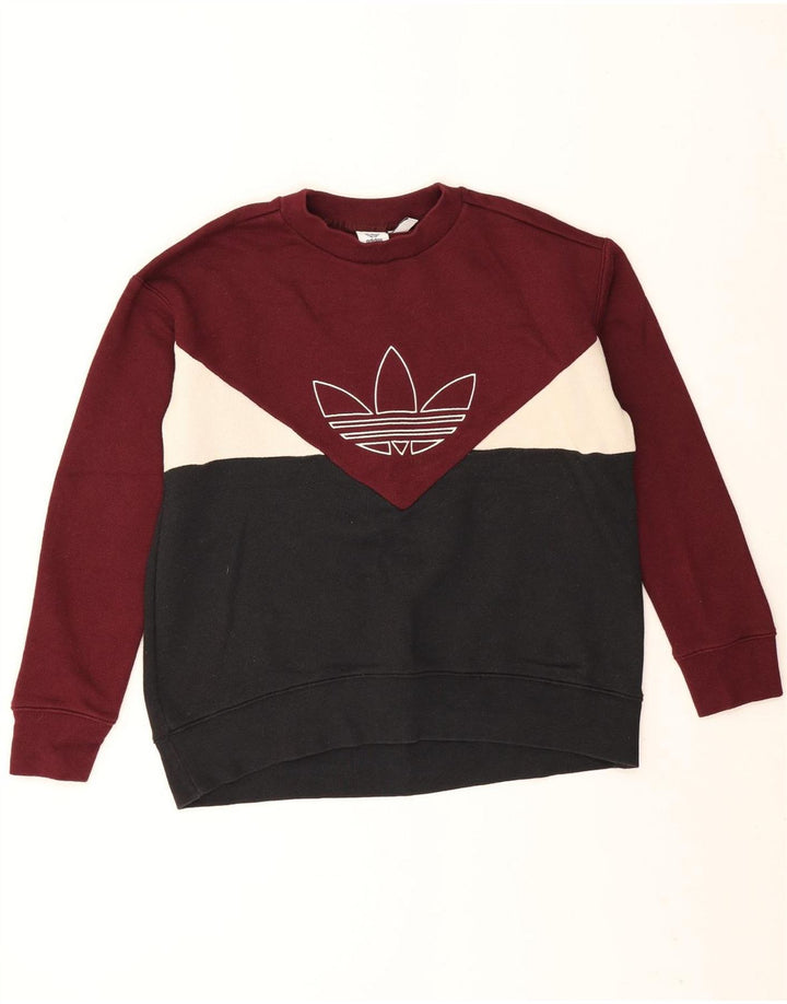 Adidas Womens Graphic Sweatshirt Jumper UK 10 Small Black Colourblock