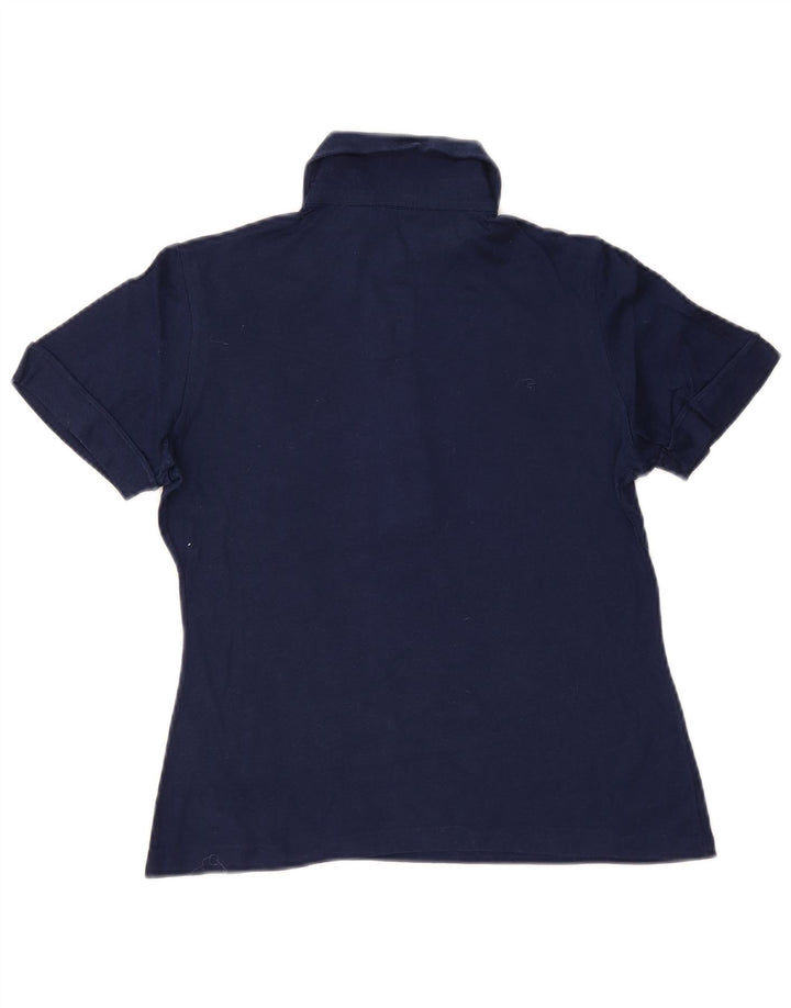 Luisa Spagnoli Womens Polo Shirt IT 42 Medium Navy Blue Cotton