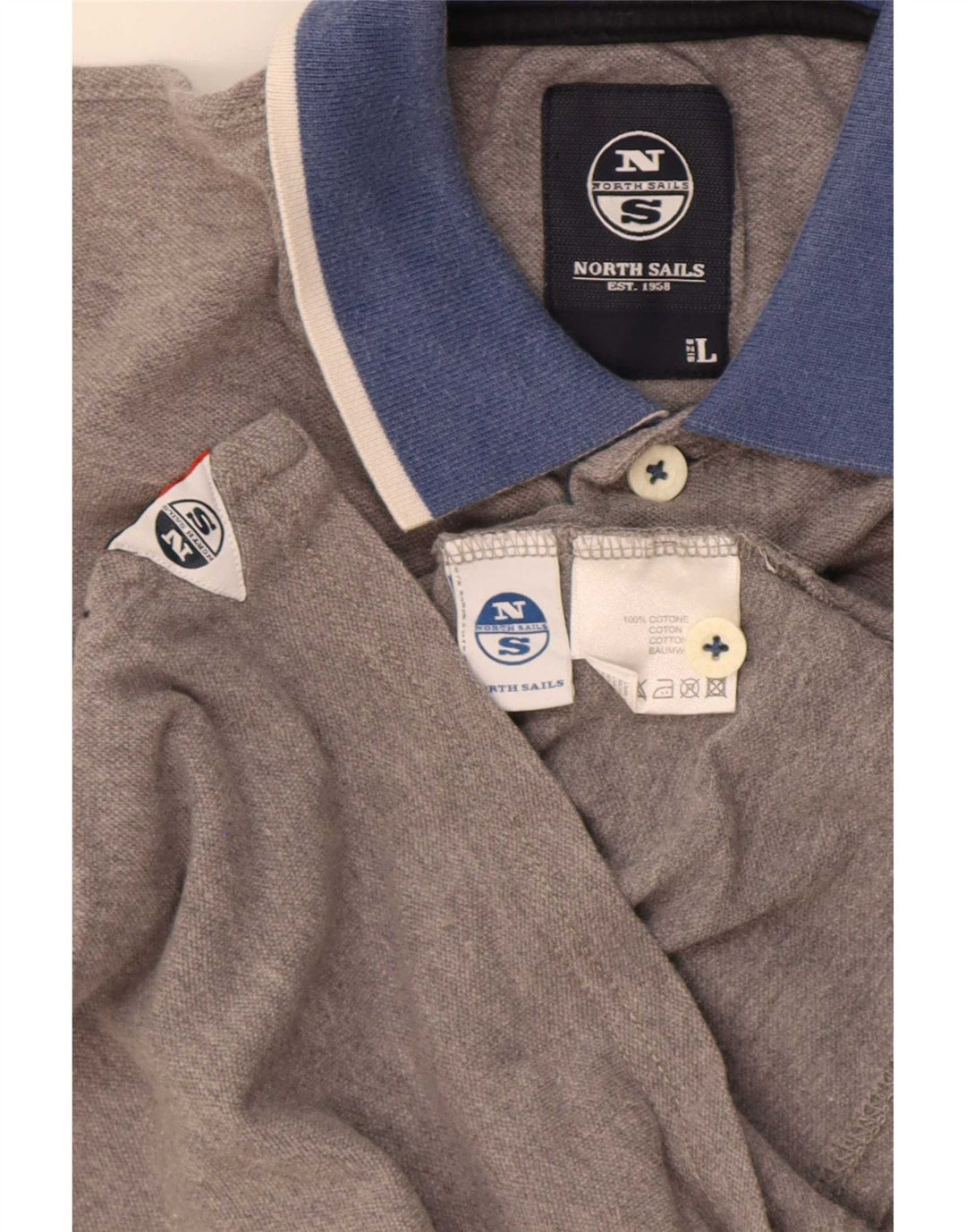 North Sails Mens Polo Shirt Large Grey Colourblock Cotton