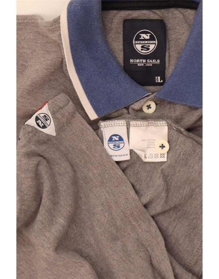 North Sails Mens Polo Shirt Large Grey Colourblock Cotton
