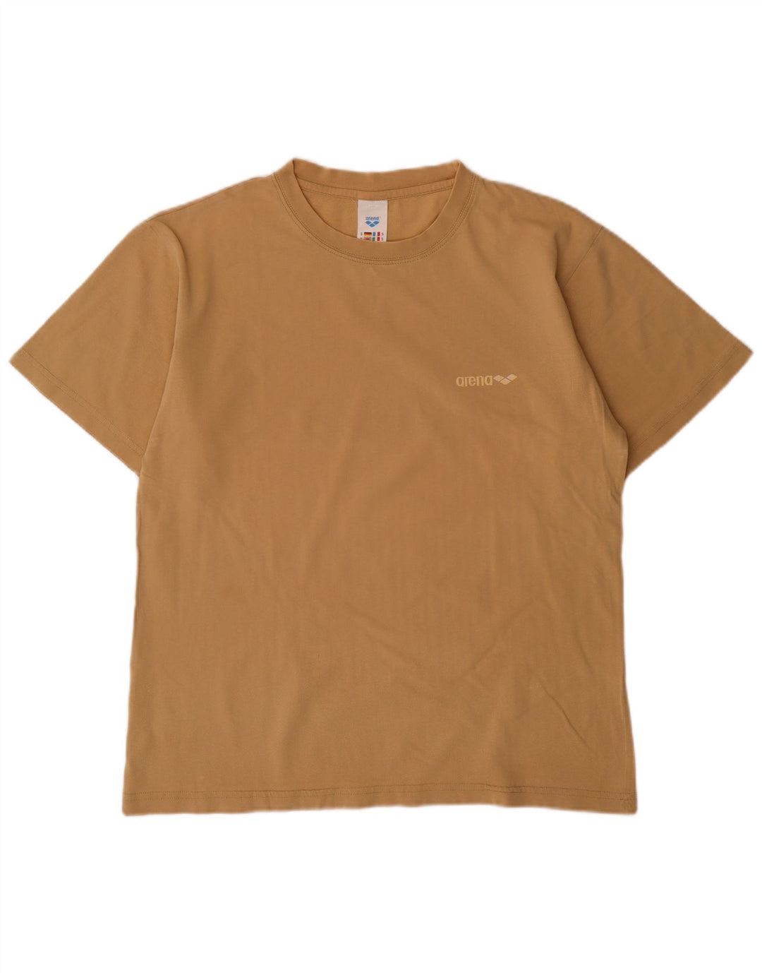 ARENA Mens Graphic T-Shirt Top Small Beige Cotton
