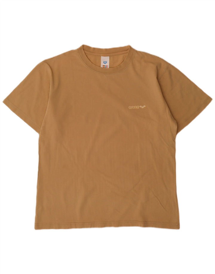 ARENA Mens Graphic T-Shirt Top Small Beige Cotton