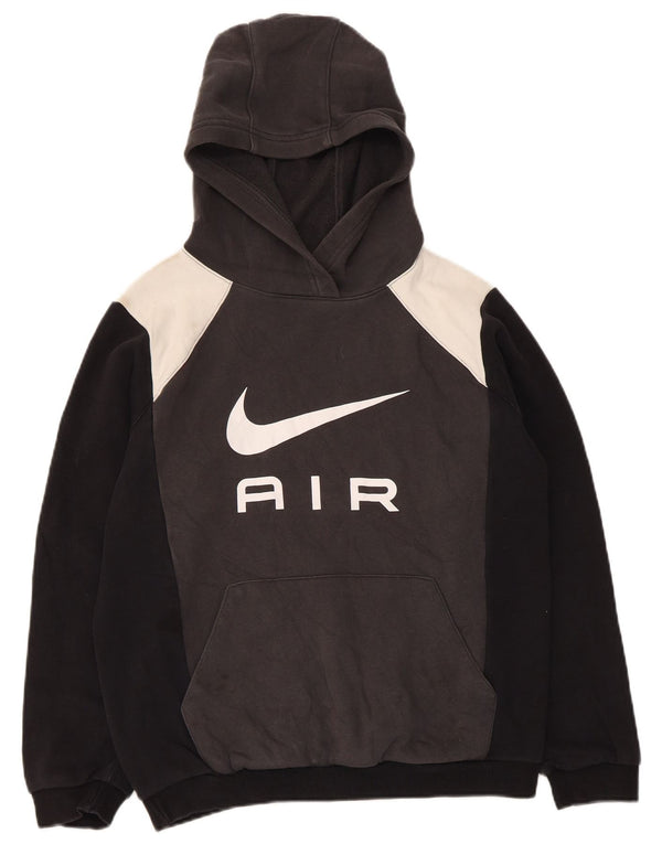 Nike Boys Graphic Hoodie Jumper 13-14 Years XL Black Colourblock Cotton