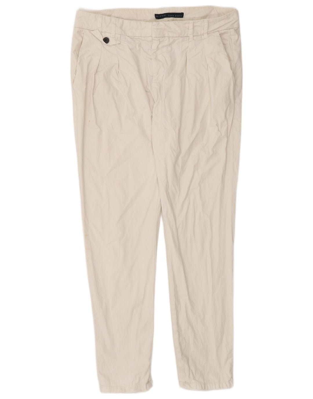 Zara Womens Slim Chino Trousers Medium W32 L30 White Cotton