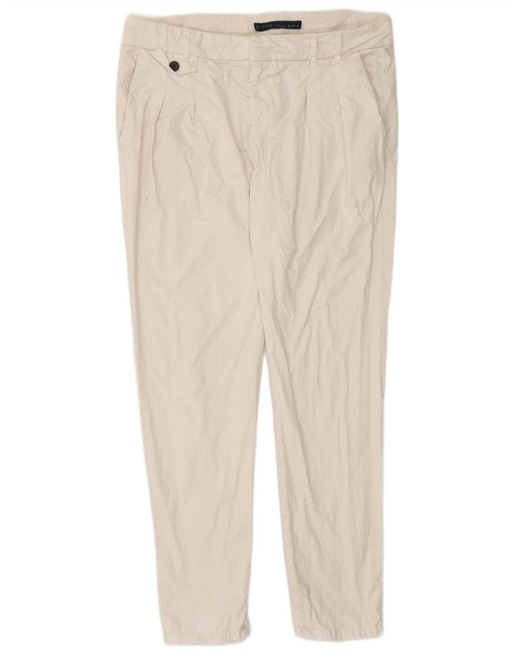 Zara Womens Slim Chino Trousers Medium W32 L30 White Cotton