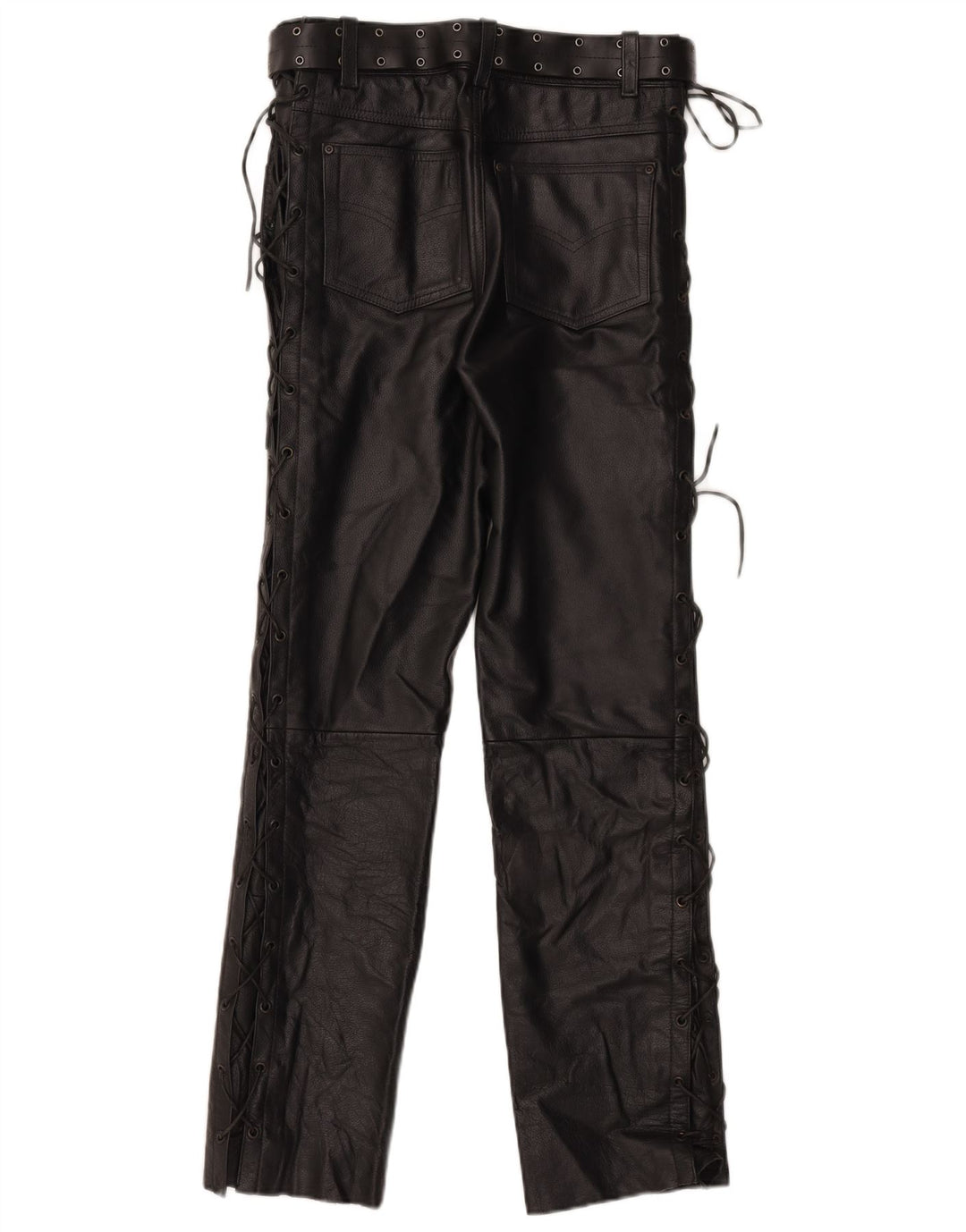 Vintage Mens Leather Trousers W30 L32 Black Leather