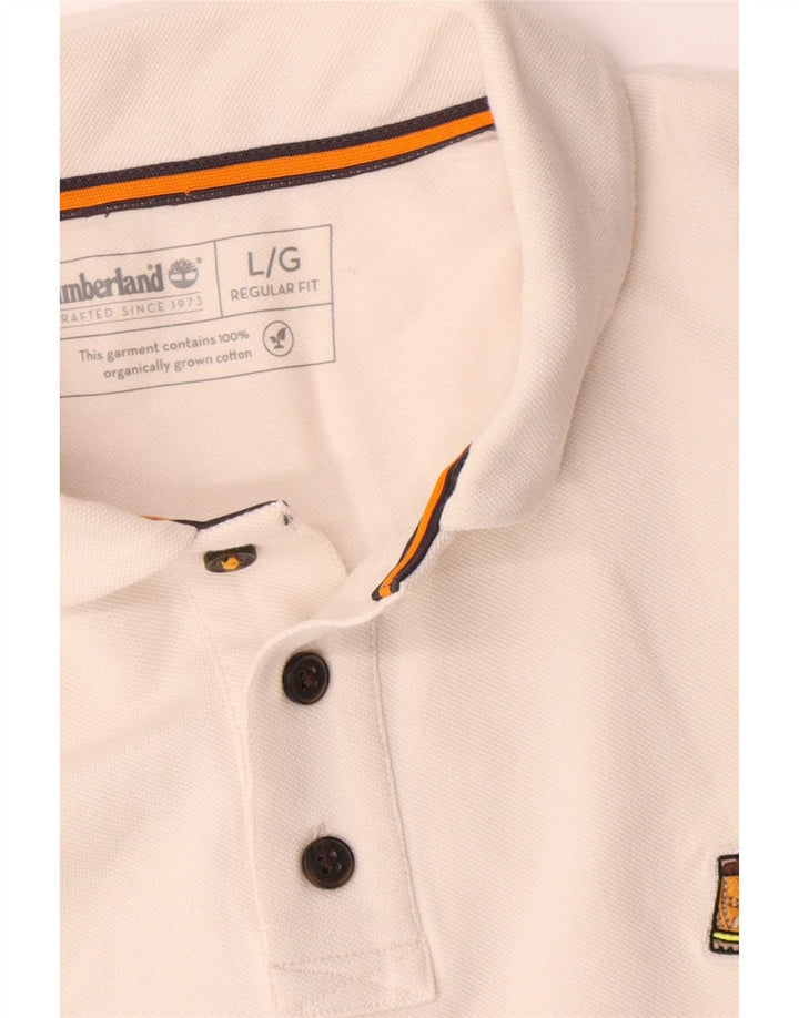 Timberland Mens Regular Fit Polo Shirt Large White Cotton