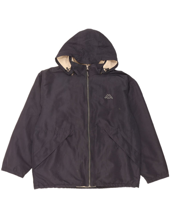 Kappa Mens Hooded Reversible Jacket UK 40 Large Navy Blue Polyester