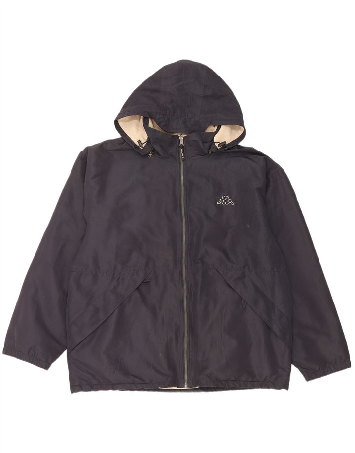 Kappa Mens Hooded Reversible Jacket UK 40 Large Navy Blue Polyester