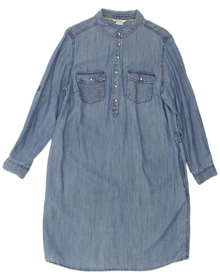 Boden Womens Denim Pullover Shirt Dress UK 16 Large Blue Lyocell