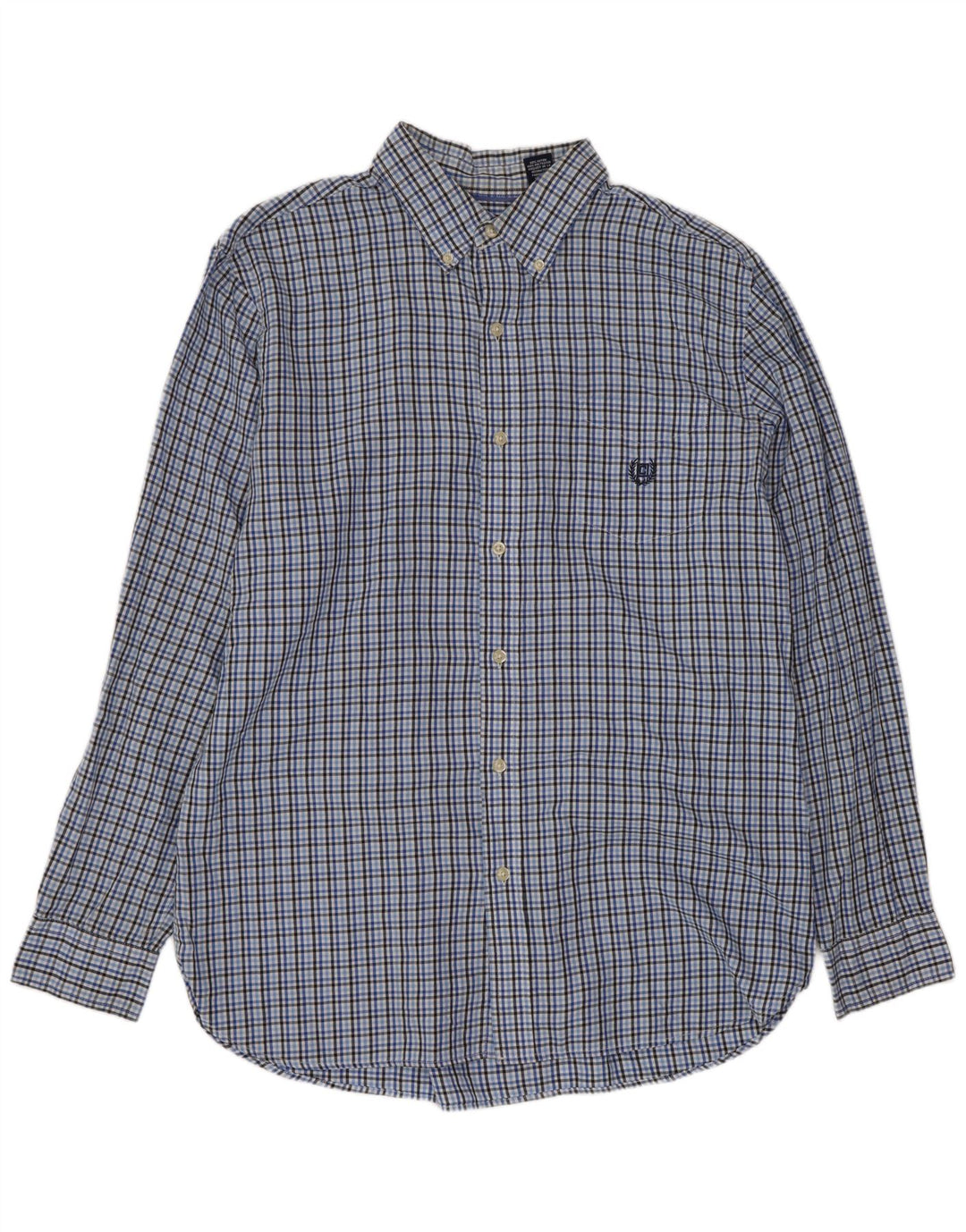 Chaps Mens Shirt Large Blue Check Cotton