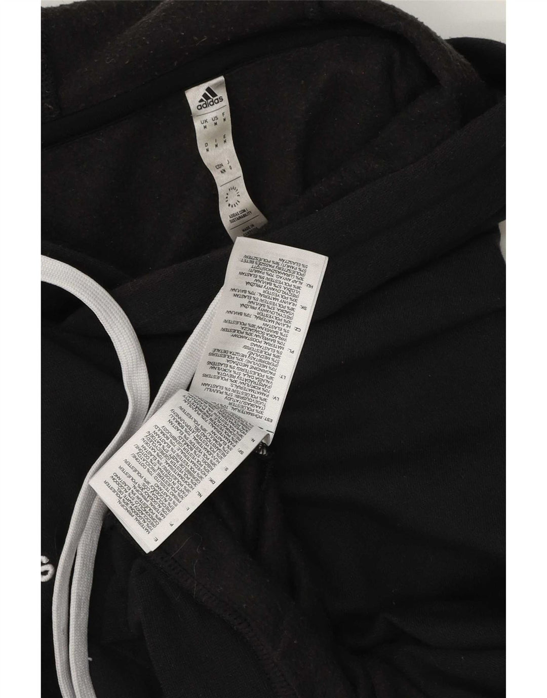 Adidas Mens Hoodie Jumper Medium Black Cotton