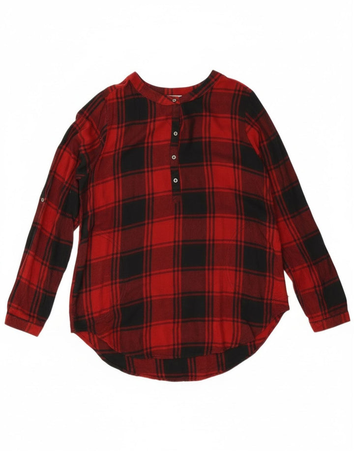 Eddie Bauer Womens Longline Oversized Pullover Shirt UK 10 Small Red Plaid