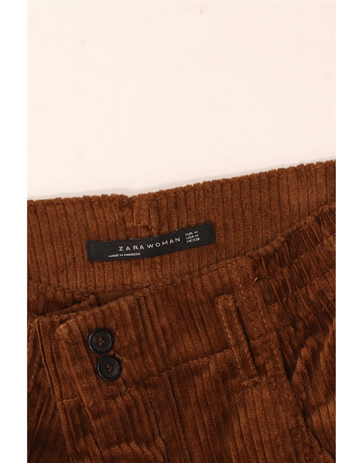 Zara Womens Crop Corduroy Trousers Medium W28 L24 Brown