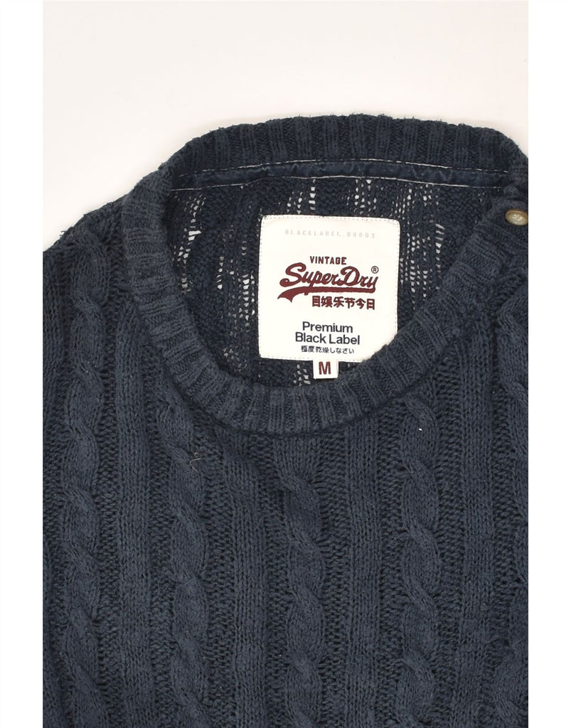 SUPERDRY Womens Boat Neck Jumper Sweater UK 14 Medium Navy Blue Cotton | Vintage Superdry | Thrift | Second-Hand Superdry | Used Clothing | Messina Hembry 