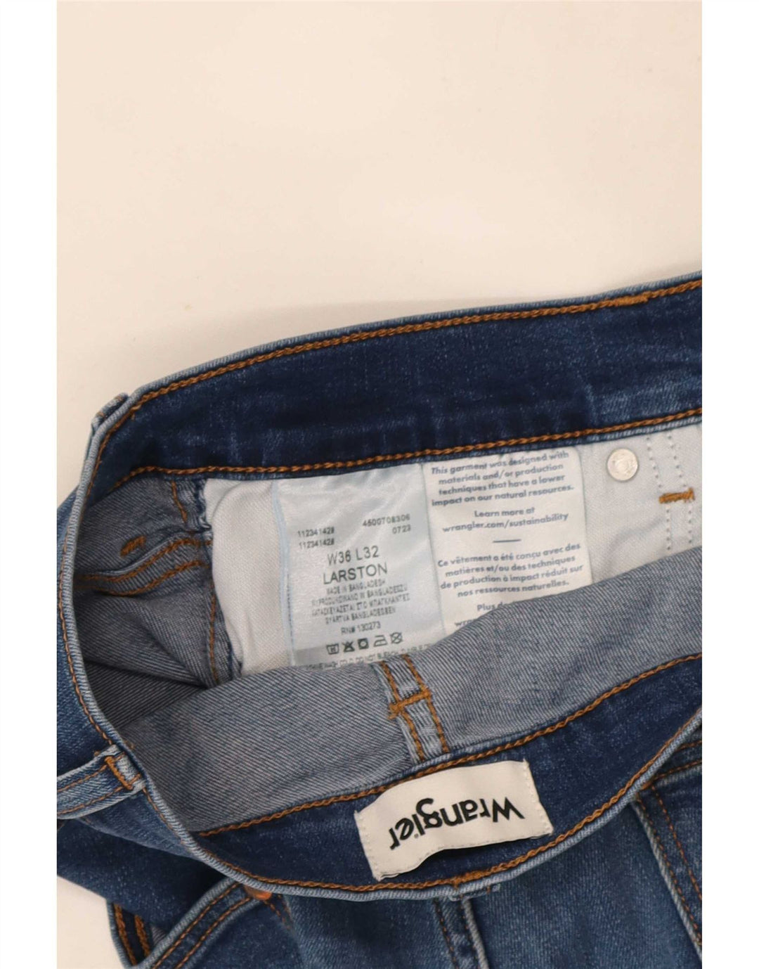 Wrangler Mens Larston Slim Jeans W36 L32 Blue Cotton