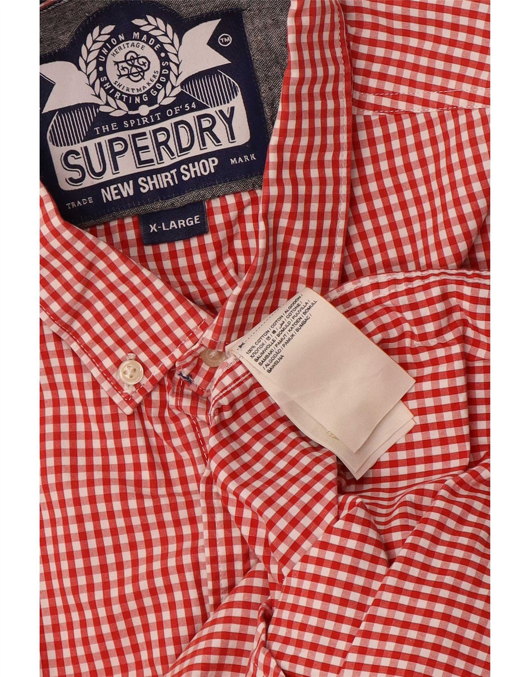 Superdry Mens Shirt XL Red Gingham Cotton