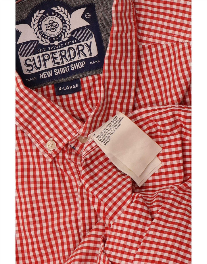 Superdry Mens Shirt XL Red Gingham Cotton