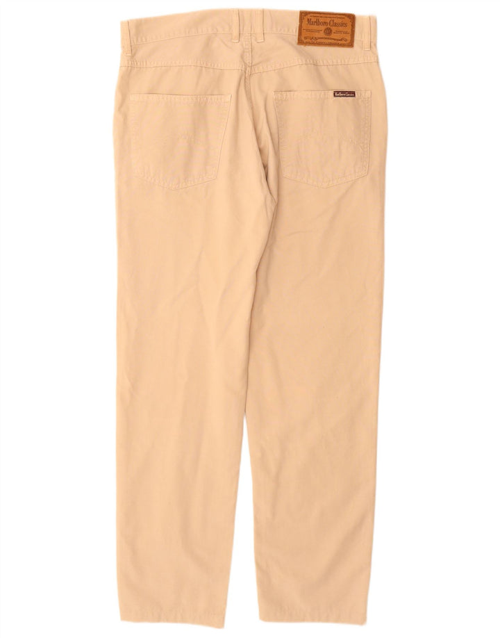 MARLBORO CLASSICS Mens Straight Casual Trousers W34 L30 Beige Cotton