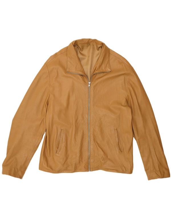 Vintage Mens Leather Jacket UK 46 3XL Beige Leather