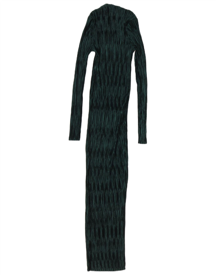Zara Womens Long Sleeve Maxi Dress UK 10 Small Green Polyester