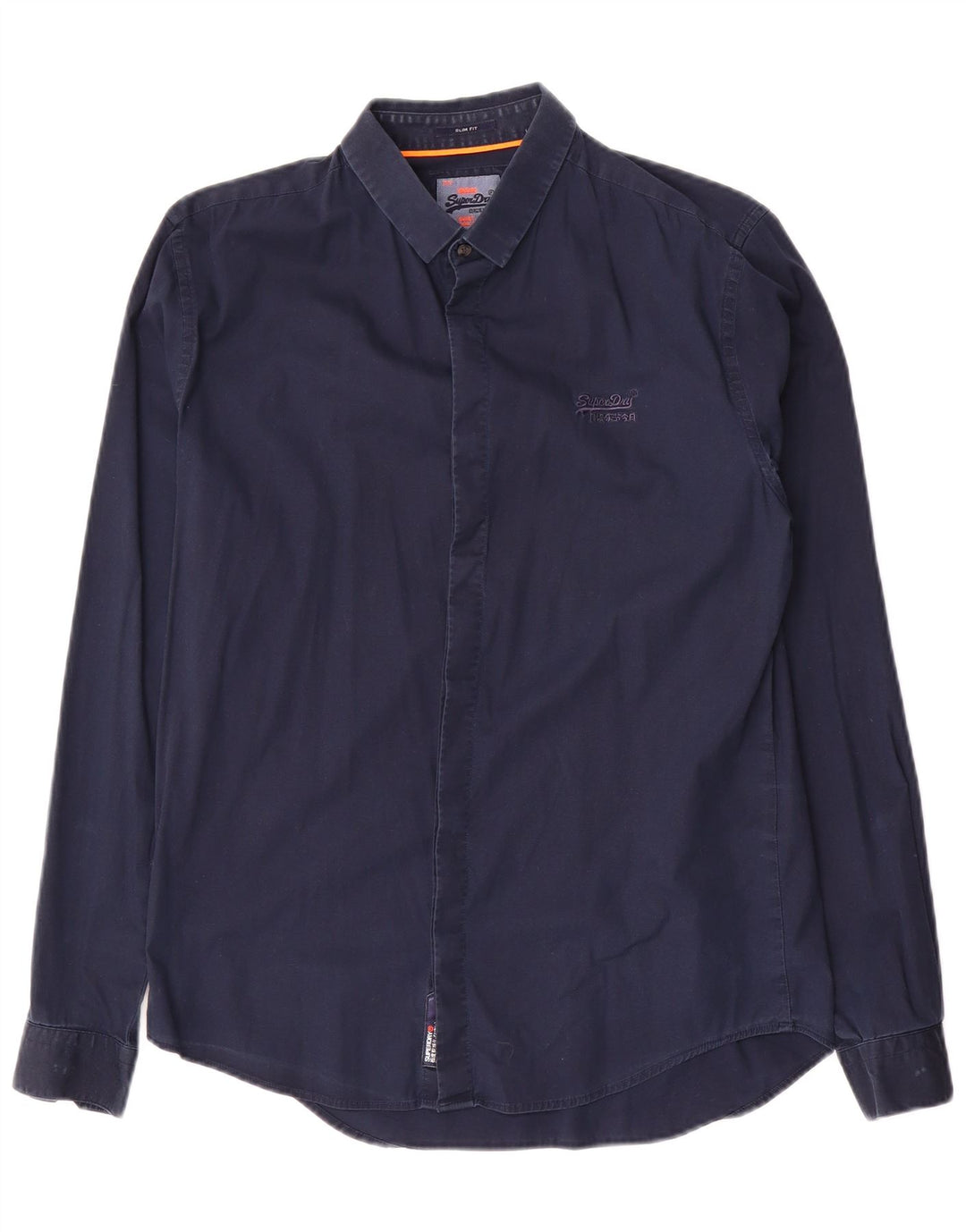 Superdry Mens Slim Fit Shirt Medium Navy Blue Cotton