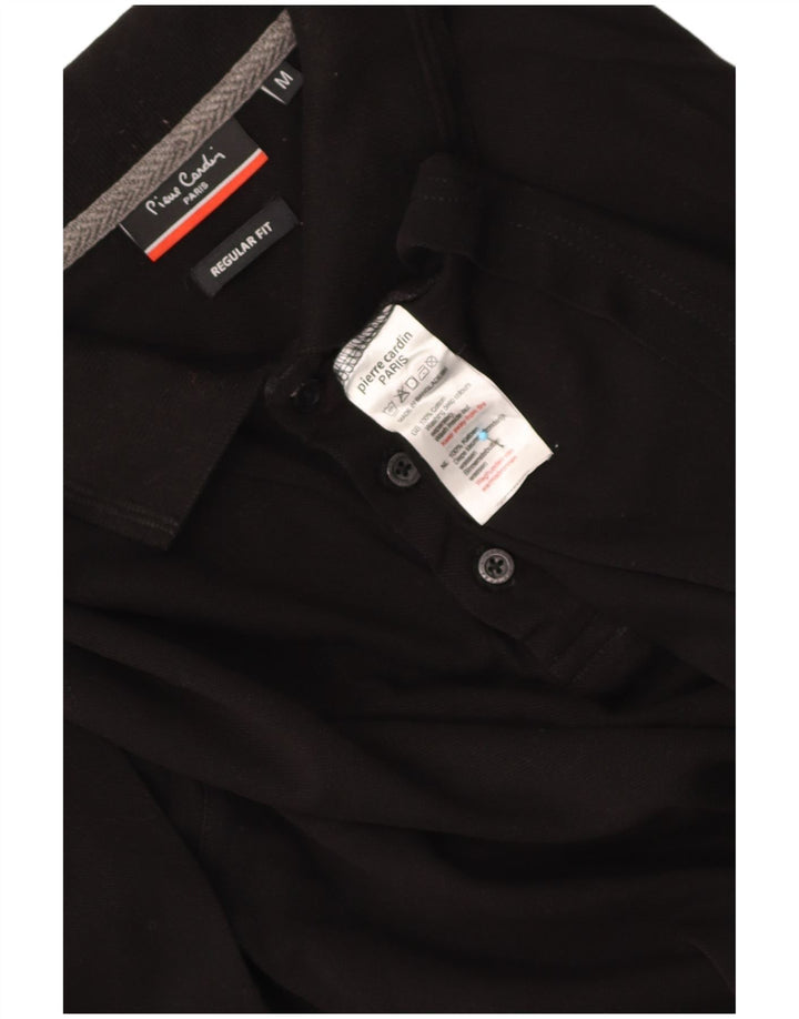 PIERRE CARDIN Mens Long Sleeve Regular Fit Polo Shirt Medium Black Cotton
