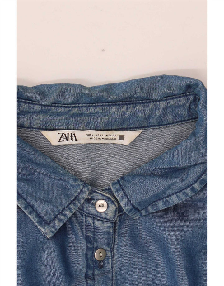 Zara Womens Shirt UK 16 Large Blue