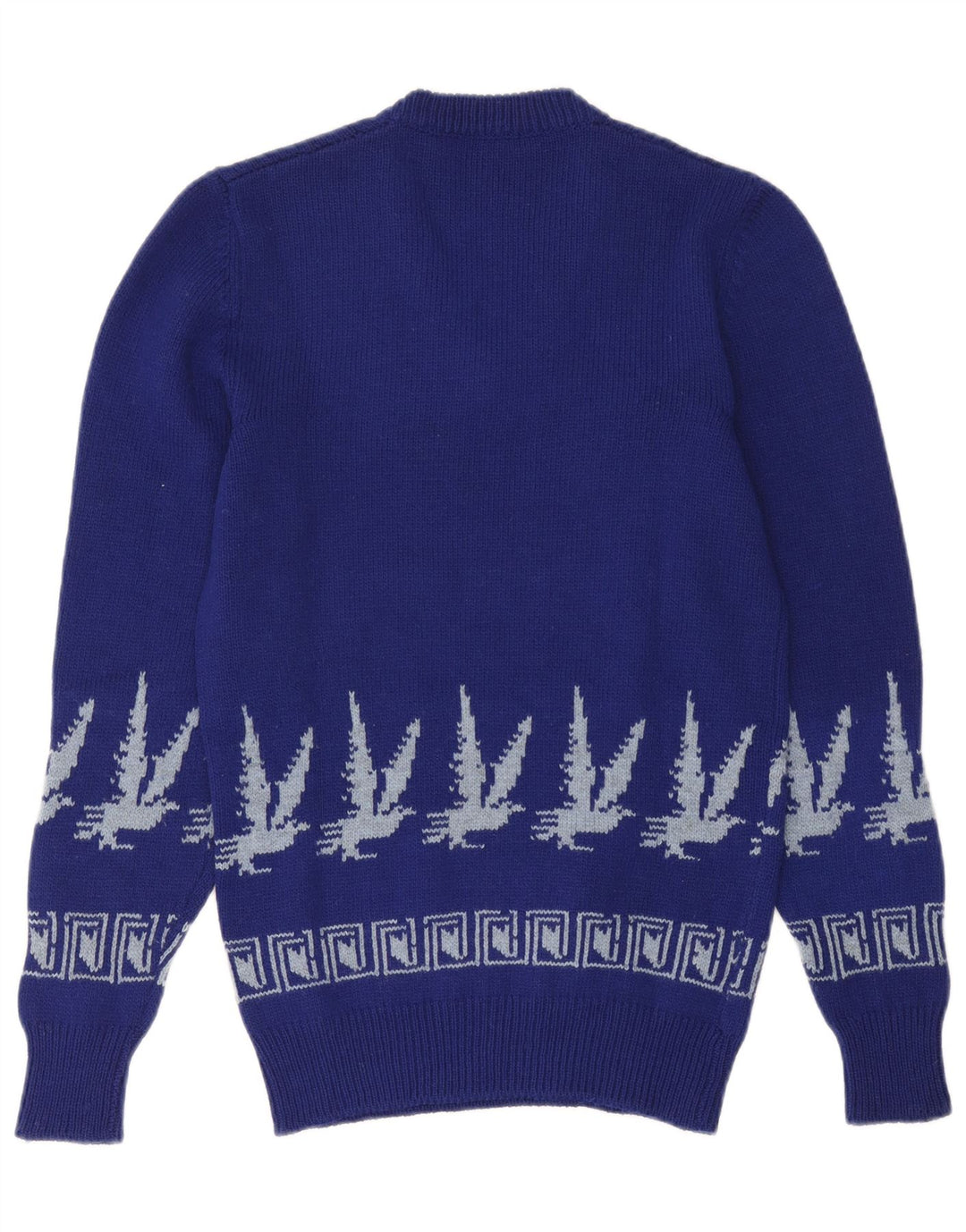 Vintage Mens V-Neck Jumper Sweater Small Blue Fair Isle