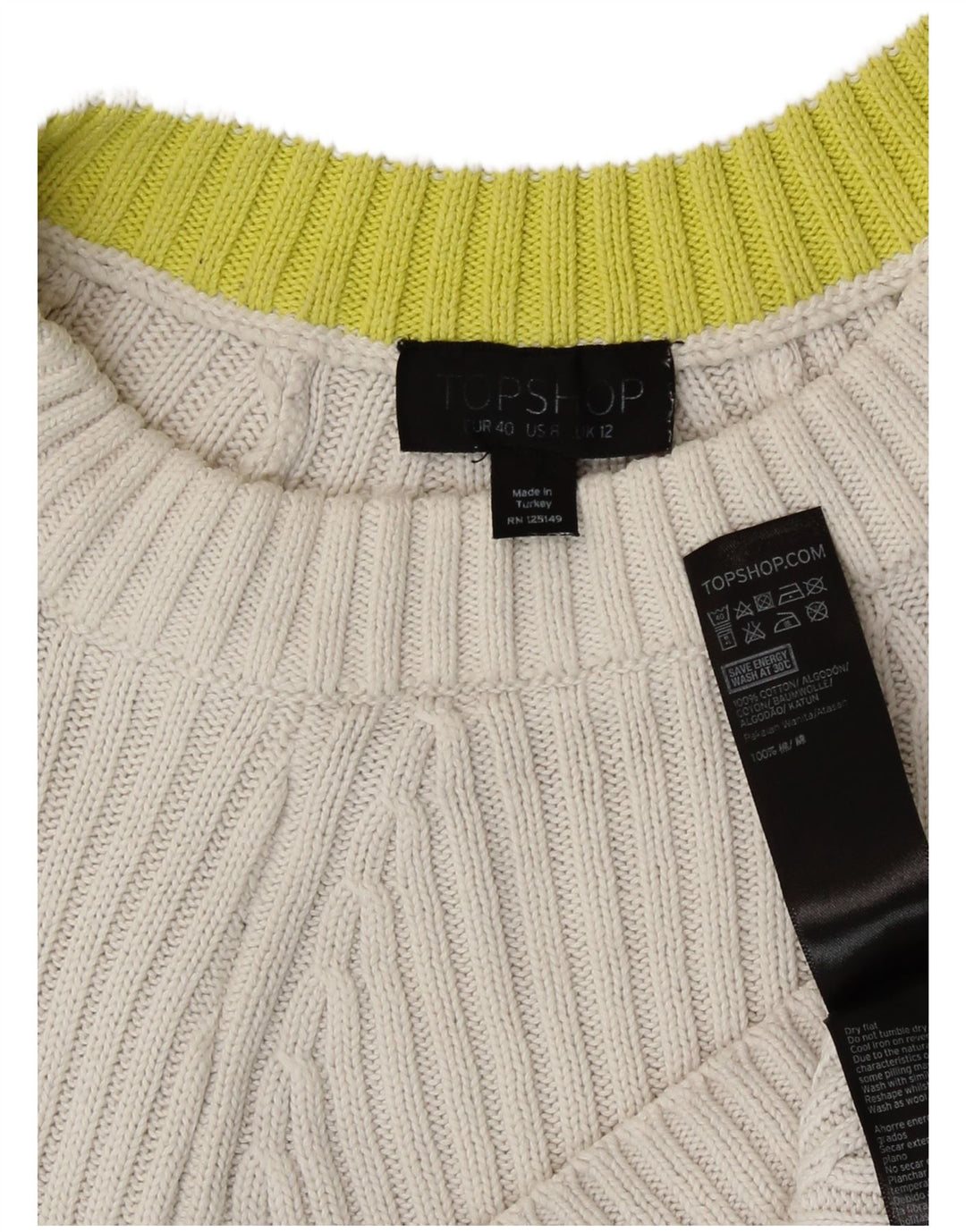 Topshop Womens Crop Oversized Crew Neck Jumper Sweater UK 12 Medium White