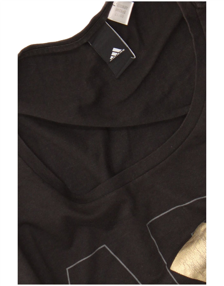 Adidas Womens Graphic T-Shirt Top UK 12 Medium Black