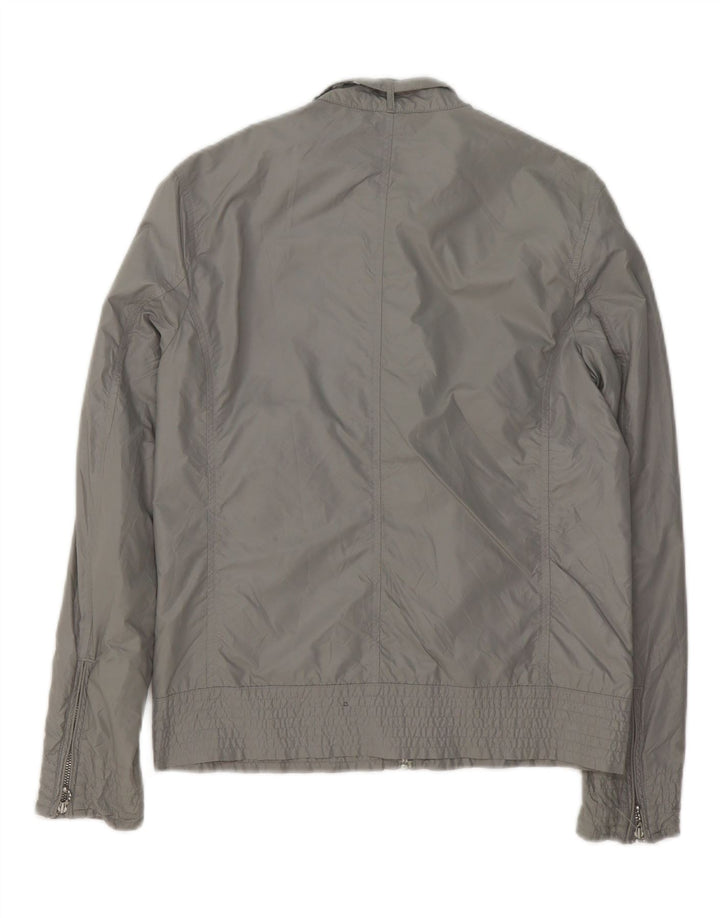 Fred Perry Womens Bomber Jacket UK 10 Small Grey Nylon