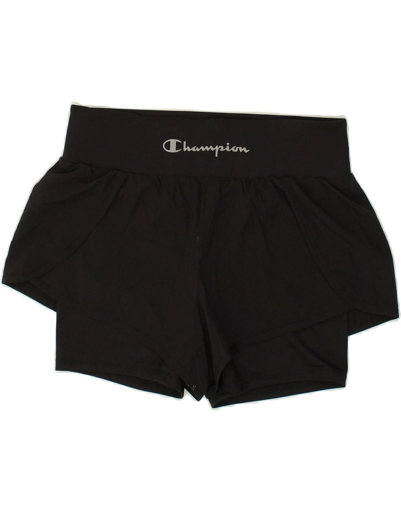 CHAMPION Womens Cycling Sport Shorts UK 12 Medium Black | Vintage Champion | Thrift | Second-Hand Champion | Used Clothing | Messina Hembry 