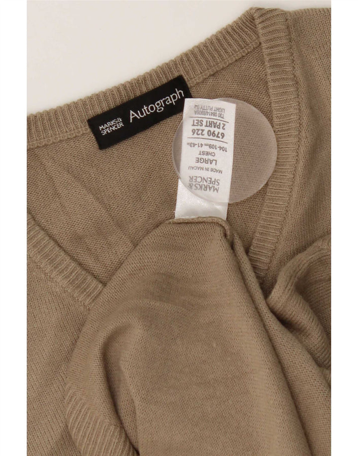 Marks & Spencer Mens Vest Tank Top Large Beige Acrylic