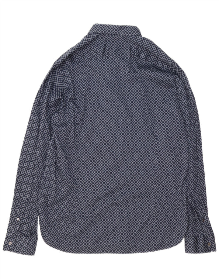 Ted Baker Mens Shirt Size 5 XL Navy Blue Geometric Cotton