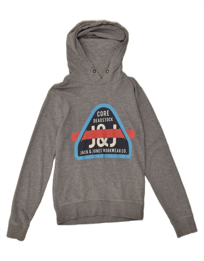 JACK & JONES Mens Graphic Hoodie Jumper Small Grey Cotton | Vintage Jack & Jones | Thrift | Second-Hand Jack & Jones | Used Clothing | Messina Hembry 