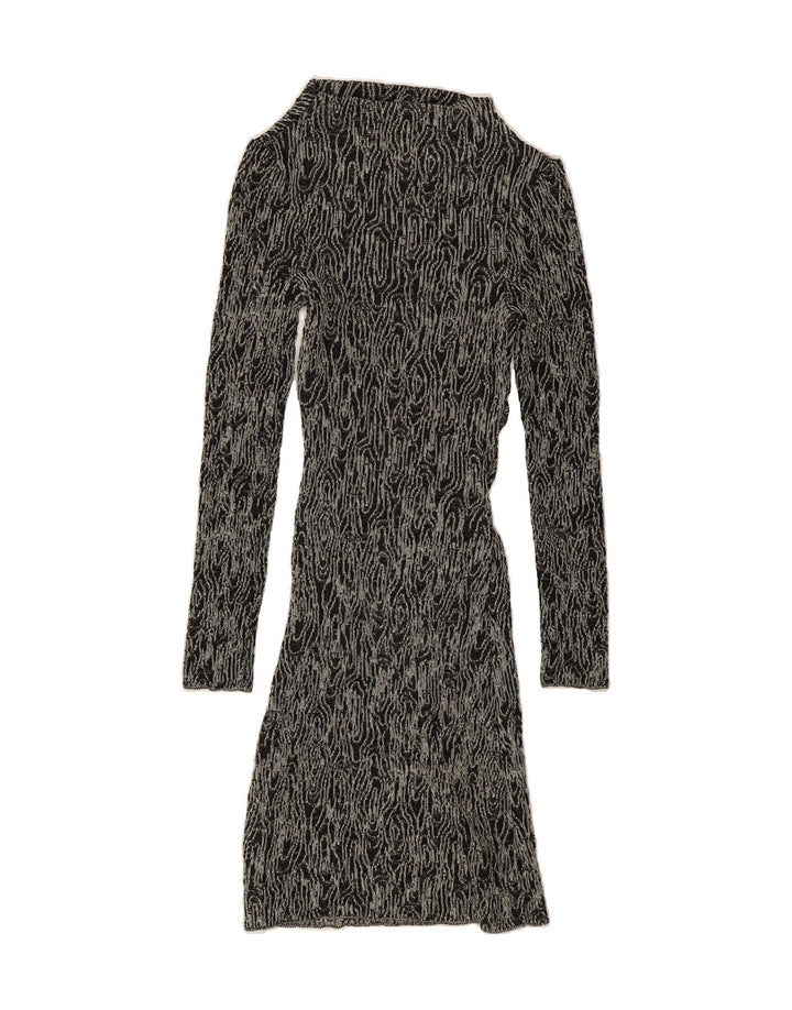 ZARA Womens Abstract Pattern Long Sleeve Bodycon Dress UK 10 Small Grey Vintage Zara and Second-Hand Zara from Messina Hembry 