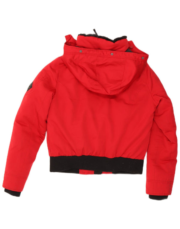 Hollister Womens Hooded Oversized Padded Jacket UK 10 Small Red Polyester