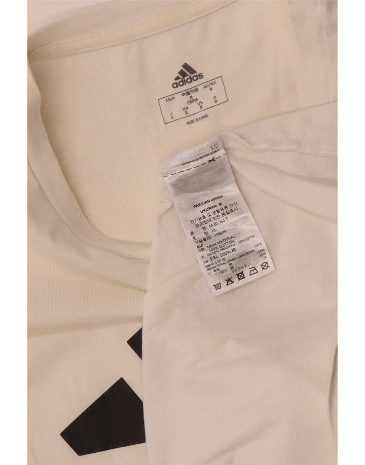 Adidas Mens Graphic T-Shirt Top Medium White Cotton