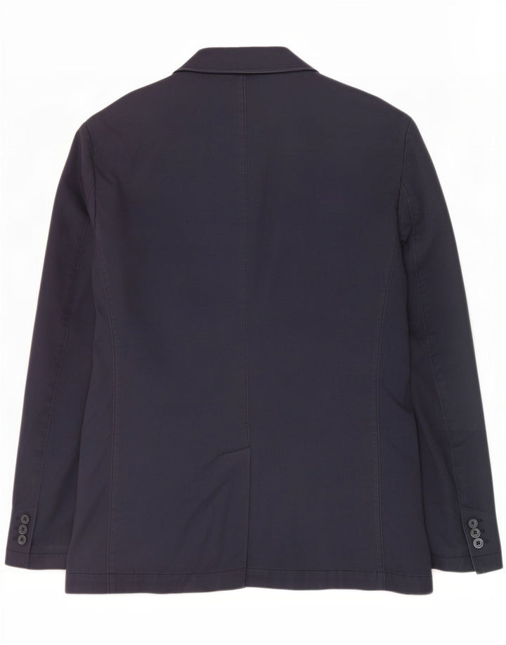 Benetton Mens 2 Button Blazer Jacket IT 54 2XL Navy Blue Cotton