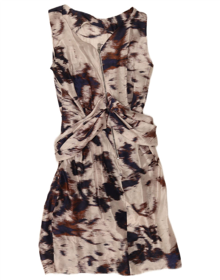 Vintage Womens Abstract Pattern Sheath Dress UK 14 Medium Off White
