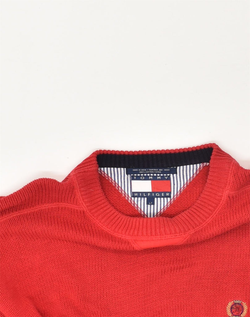 TOMMY HILFIGER Mens Crew Neck Jumper Sweater Large Red Cotton | Vintage Tommy Hilfiger | Thrift | Second-Hand Tommy Hilfiger | Used Clothing | Messina Hembry 