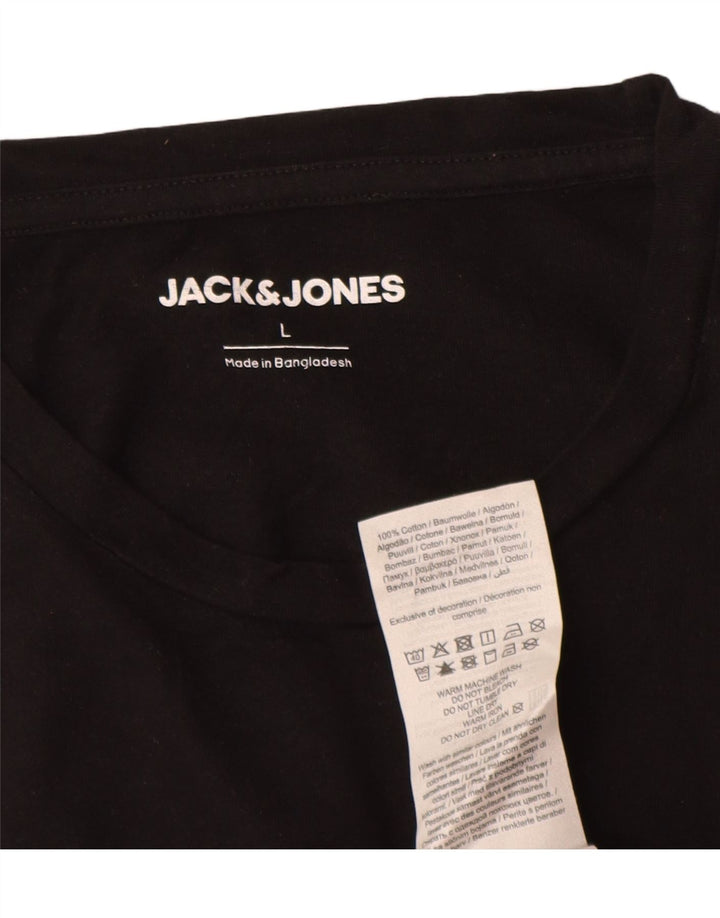 Jack & Jones Mens T-Shirt Top Large Black Cotton