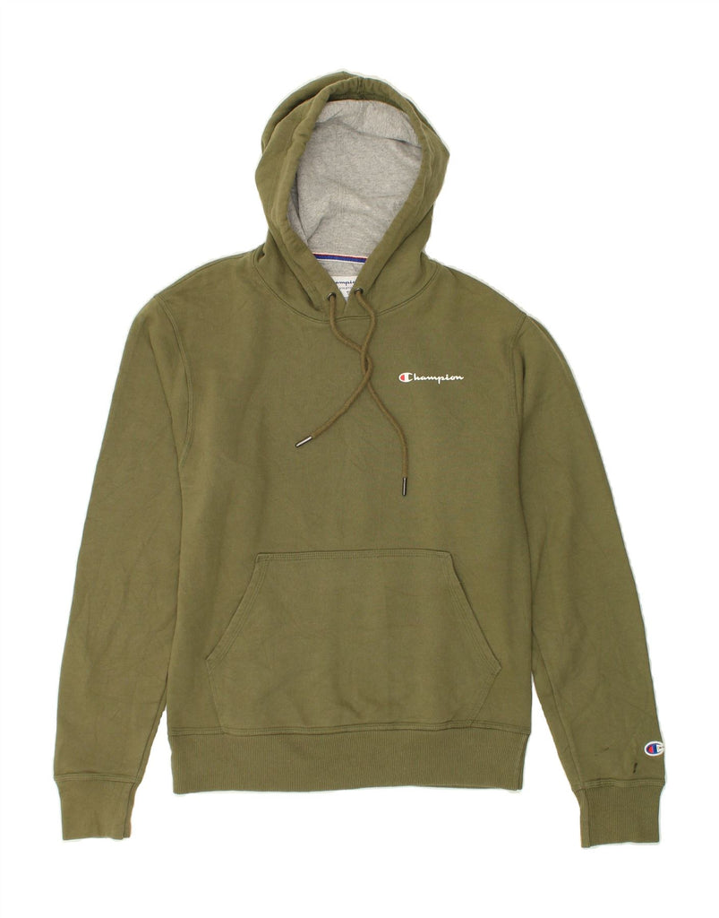 CHAMPION Mens Hoodie Jumper Small Khaki Cotton | Vintage Champion | Thrift | Second-Hand Champion | Used Clothing | Messina Hembry 