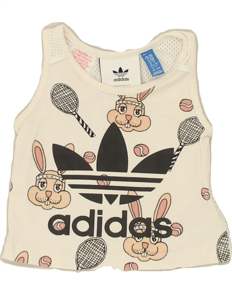 ADIDAS Baby Girls Graphic Vest Top 3-6 Months White Polyester | Vintage Adidas | Thrift | Second-Hand Adidas | Used Clothing | Messina Hembry 