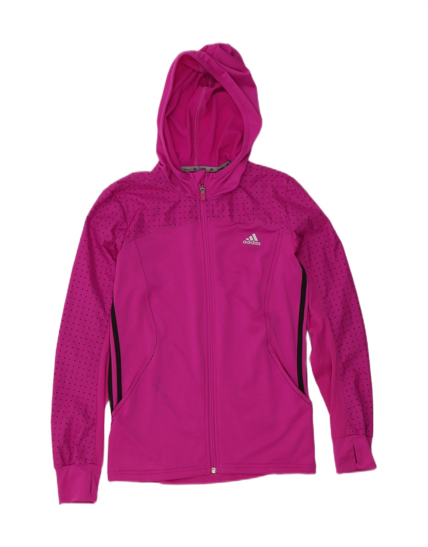 ADIDAS Dames Climalite Zip Hoodie Trui UK 4/6 XS Roze Gestippeld