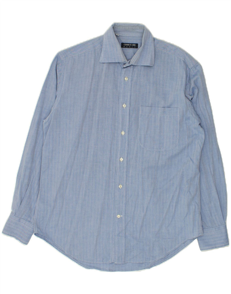 CERRUTI 1881 Mens Basics Shirt Size 15 1/2 39 Medium Blue Cotton | Vintage Cerruti 1881 | Thrift | Second-Hand Cerruti 1881 | Used Clothing | Messina Hembry 